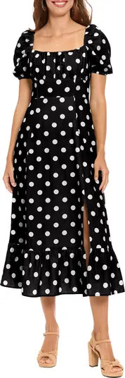 Puff Sleeve Linen Blend Midi Dress | Nordstrom Rack