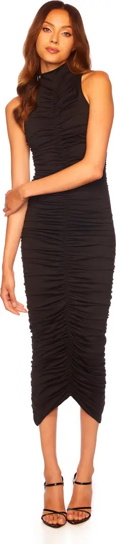 Ruched Mock Neck Midi Dress | Nordstrom