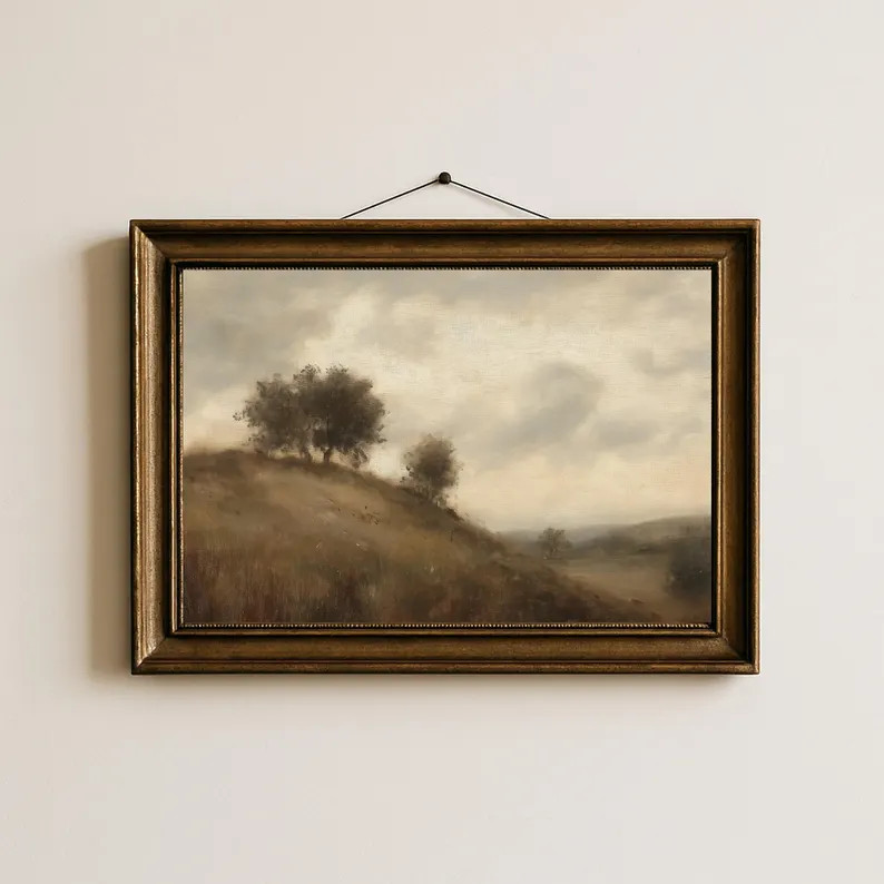 Fall Oil Painting, Country Cottage Landscape, Rustic Fall Countryside Scene, Neutral Farmhouse De... | Etsy (US)