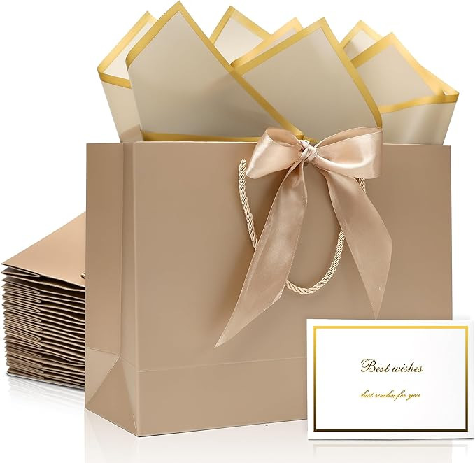 KeerxunBag The comes with 12 champagne-colored gift bags, including 24 jelly papers, 12 thank-you... | Amazon (US)