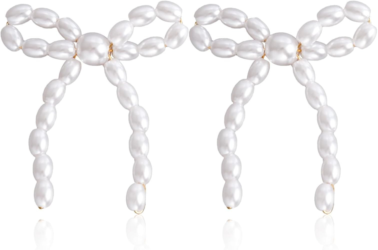 GAUEIOUR Pearl Bow Earrings for Women,Retro Imitation Pearl Floral Handmade Woven Earrings, Exqui... | Amazon (UK)