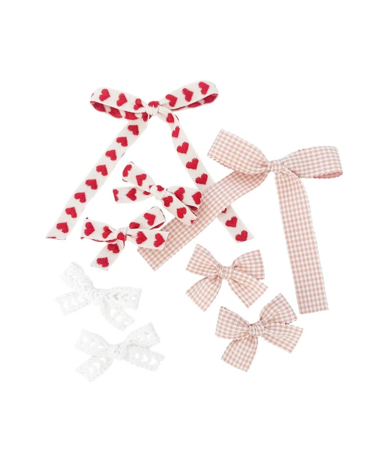 Valentines Ribbon Bows Pink Bows Red Heart Bows Delicate Bows Trendy Bows Dainty Bows Lace Heart ... | Etsy (US)