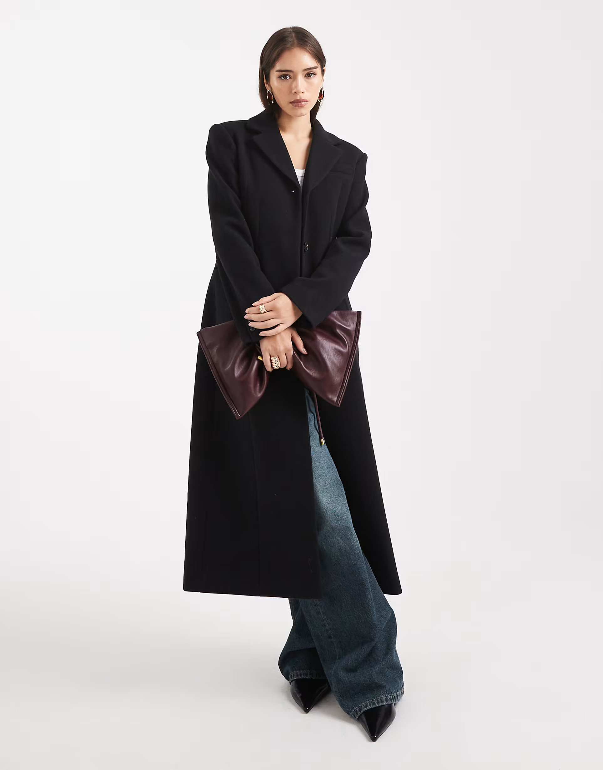 ASOS DESIGN longline formal coat with nipped waist in navy | ASOS (Global)