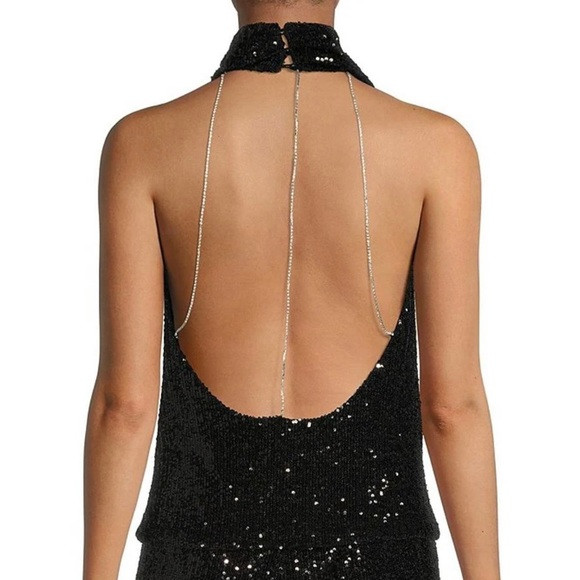 Black Sequin Halter Top | Poshmark