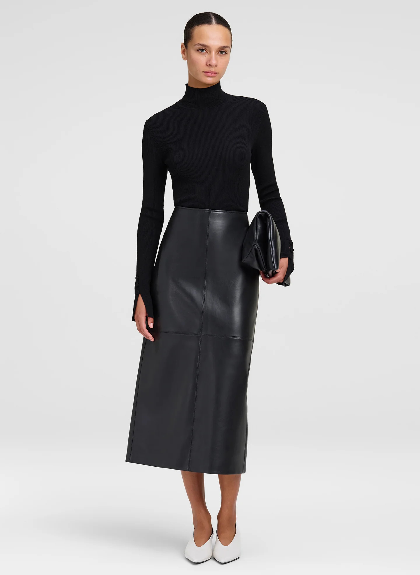 Marta Leather Midi Skirt | A.L.C