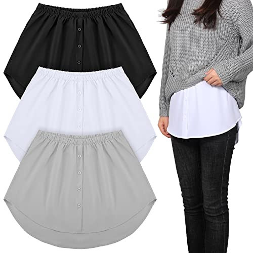 Geyoga Shirt Extender for Women 3 Pcs Adjustable Fake Layering Leggings Top Lower Sweep Shirt Undershirt Skirt(Size XL,Gray) | Amazon (US)