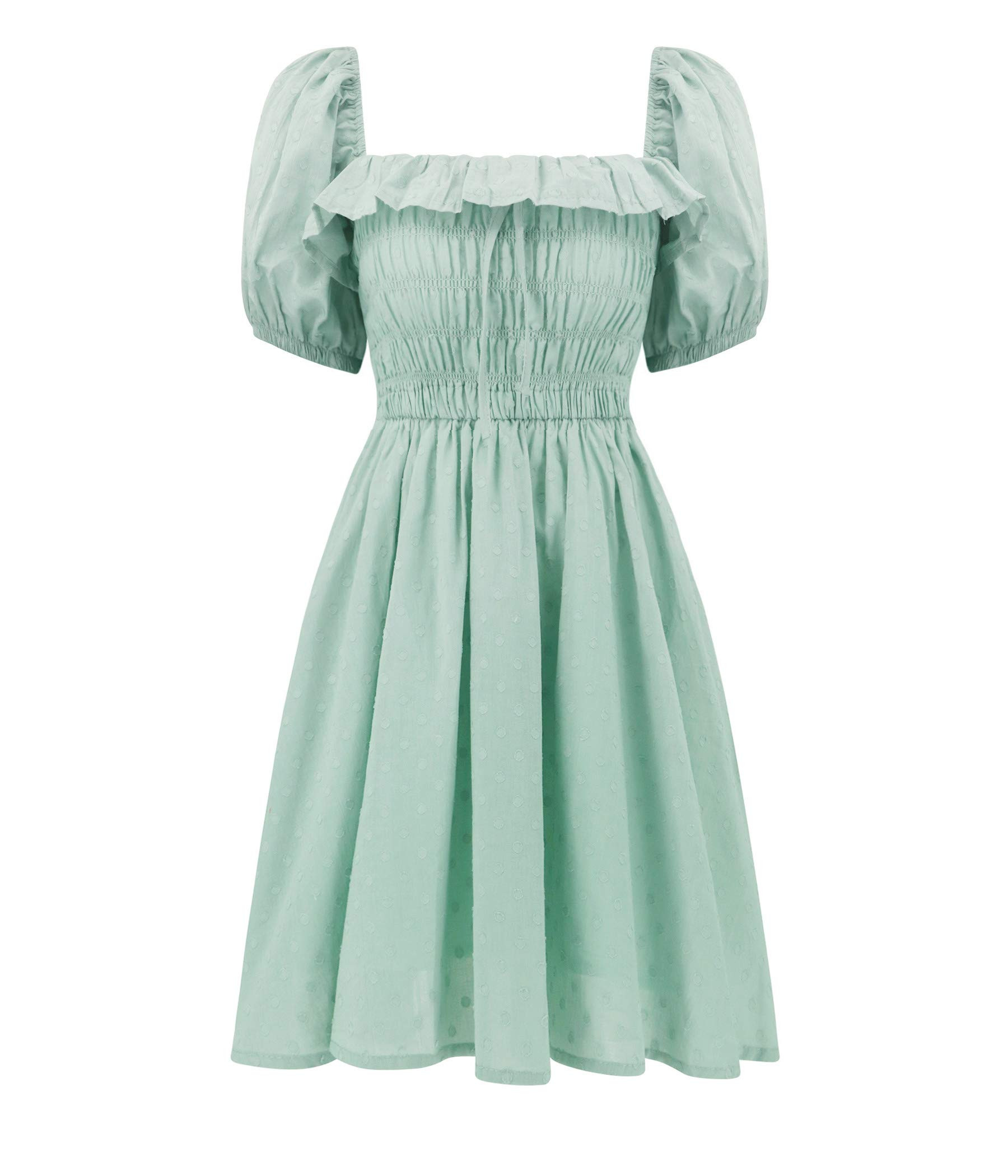R.Vivimos Women's Summer Linen Short Sleeve Ruffled Floral Print Swing Dress | Amazon (US)