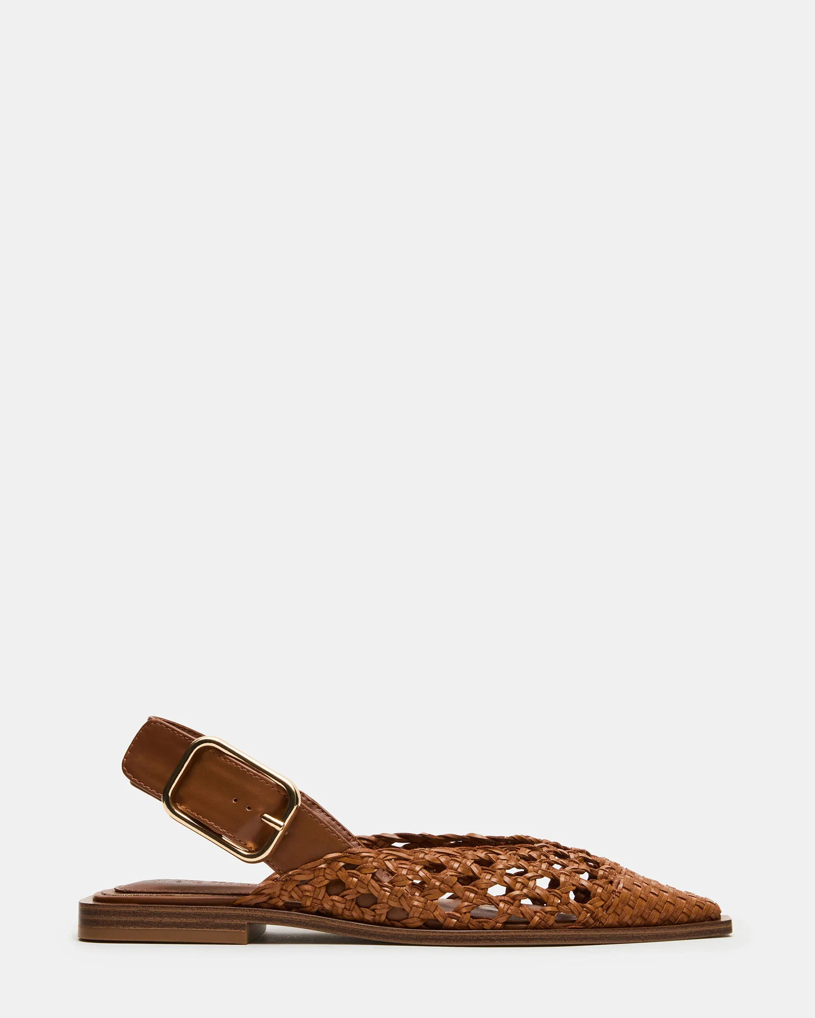 SHAY Woven Cognac Pointed-Toe Slingback Ballet Women's Flat | Steve Madden (US)