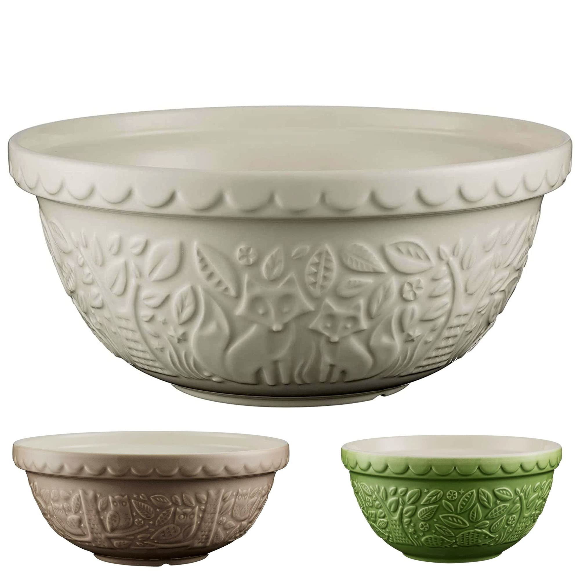 Mason Cash In the Forest S12 (4.25 Qt) Embossed Mixing Bowl | Fox (Cream) | Amazon (US)