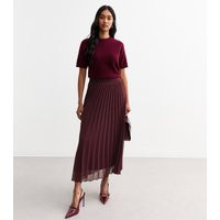 Women's Burgundy Pleated Chiffon Midi Skirt New Look | New Look (UK)