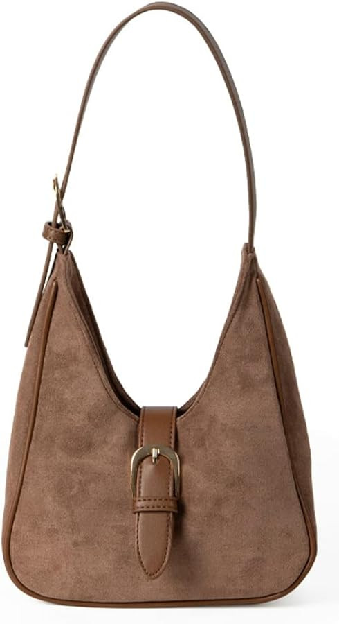 Retro Suede Hobo Bags Women Underarm Shoulder Bag Cute Crescent Bag Satchels Crossbody Purse Top-... | Amazon (US)