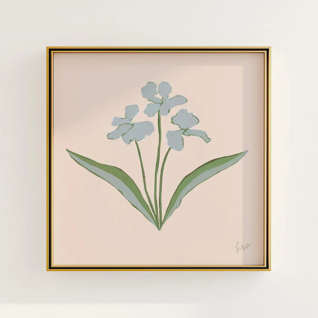 Modern Southern Floral Wall Art | Digital Download of Blue Green Pink Flower Arrangement | Femini... | Etsy (US)