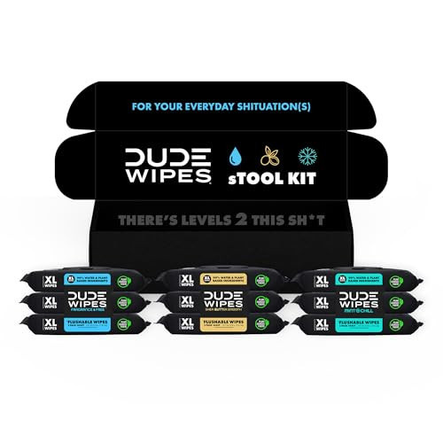 DUDE Wipes Flushable Wipes Variety sTOOL Kit Gift Set for Him - 9 Packs, 432 Total - Mint Chill, Shea Butter & Unscented - Sewer & Septic Safe | Amazon (US)