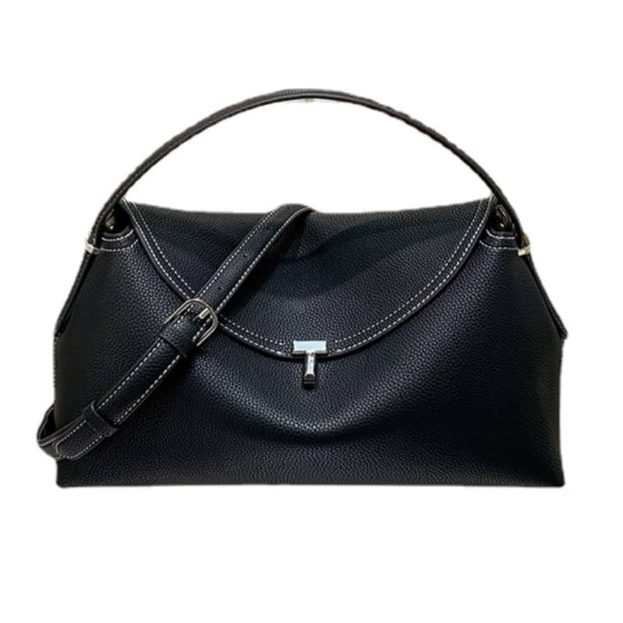 Woman Handbag Luxury Leather Underarm Shoulder Casual Tote Lady Soft Bucket Bag (Black S) | Amazon (US)