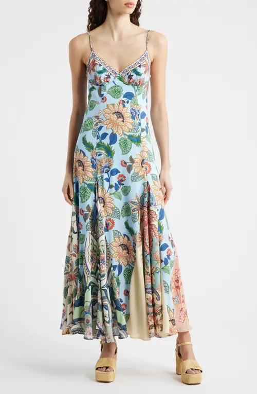 FARM Rio Floral Delight Sleeveless Maxi Dress in Floral Delhi Light Blue at Nordstrom, Size Large | Nordstrom