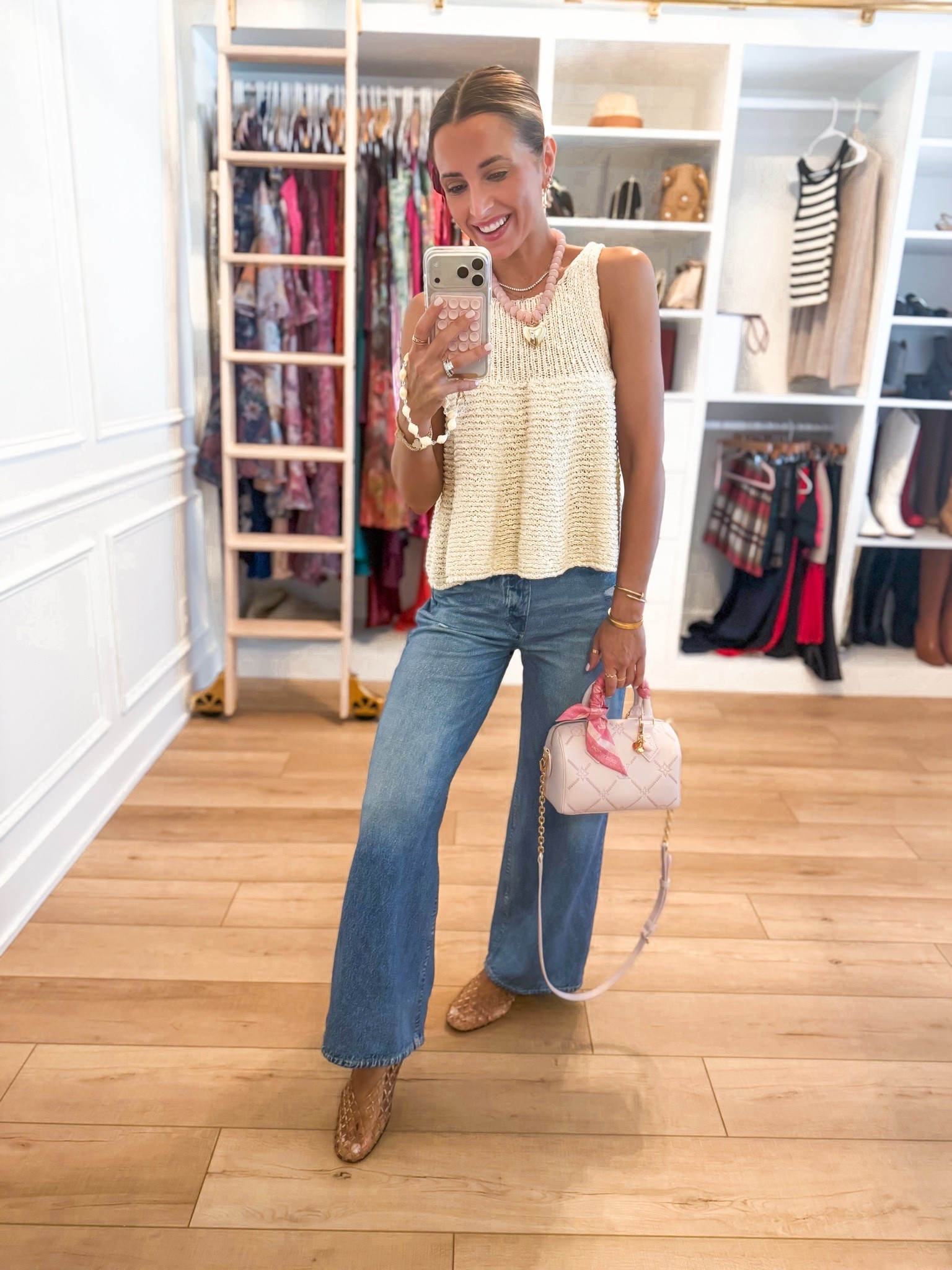 The viral sweatpants jeans are BACK! The denim look is printed onto the fabric, but these are  100% cotton terry cloth. Wearing 23 in sweatpant jeans (size down 1). Rag & Bone Miramar Sofie Ankle-Length Pants - comes in full length, too & linking below. I have colors ‘Minetta’ and ‘Venice’. Minetta is a new color! Travel outfits. Elevated casual outfits. Business casual. Everyday outfits. Mom outfits. Anthropologie tank in XXS. Jelly ballet flats run a smidge big - whole sizes only. I’m a 6.5 and did a 6 per reviews.

#LTKTravel #LTKootd #LTKgrwm #LTKdayinmylife