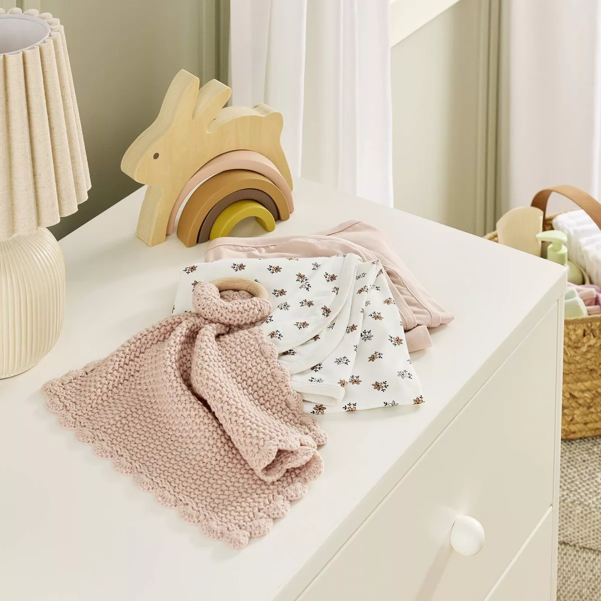 Soft Knit Baby Security Blanket with Wood Ring - Hearth & Hand™ with Magnolia | Target