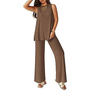 PRETTYGARDEN Women's 2 Piece Lounge Set 2026 Summer Casual Tank Top Wide Leg Pants Matching Trave... | Amazon (US)