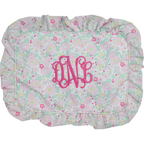 Pink And Green Floral Ruffle Pouch | Cecil and Lou