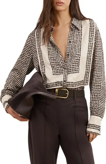 Harper Houndstooth Tuxedo Bib Button-Up Shirt | Nordstrom