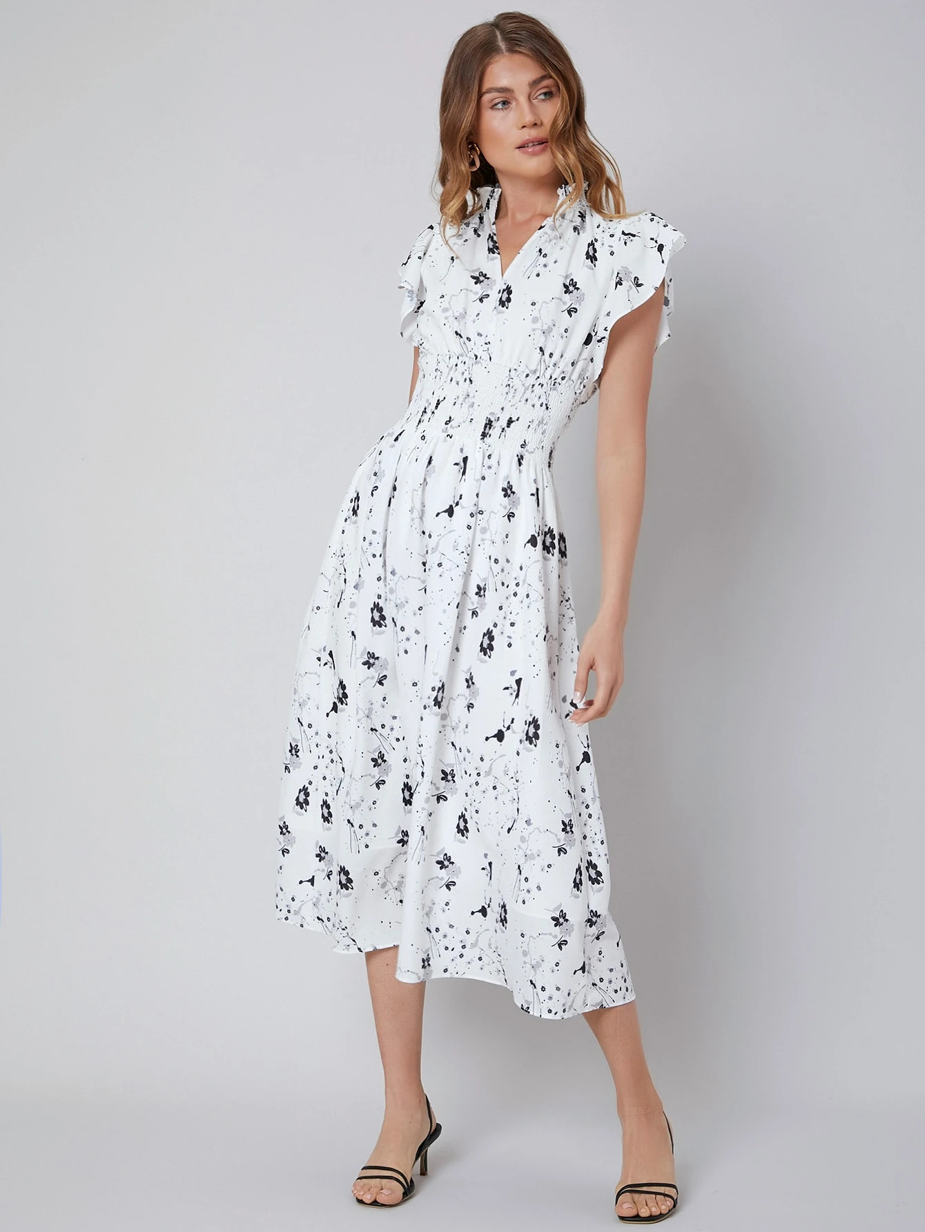 MOTF PREMIUM GATHERED FLOWY DRESS | SHEIN