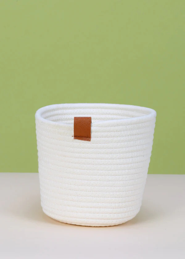 White Cotton Rope Planter | Fleur & Co.
