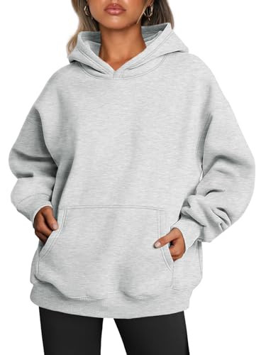 Trendy Queen Womens Oversized Hoodies Fleece Sweatshirts Fall Fashion 2025 Pullover Sweaters Winter Clothes Grey M | Amazon (US)