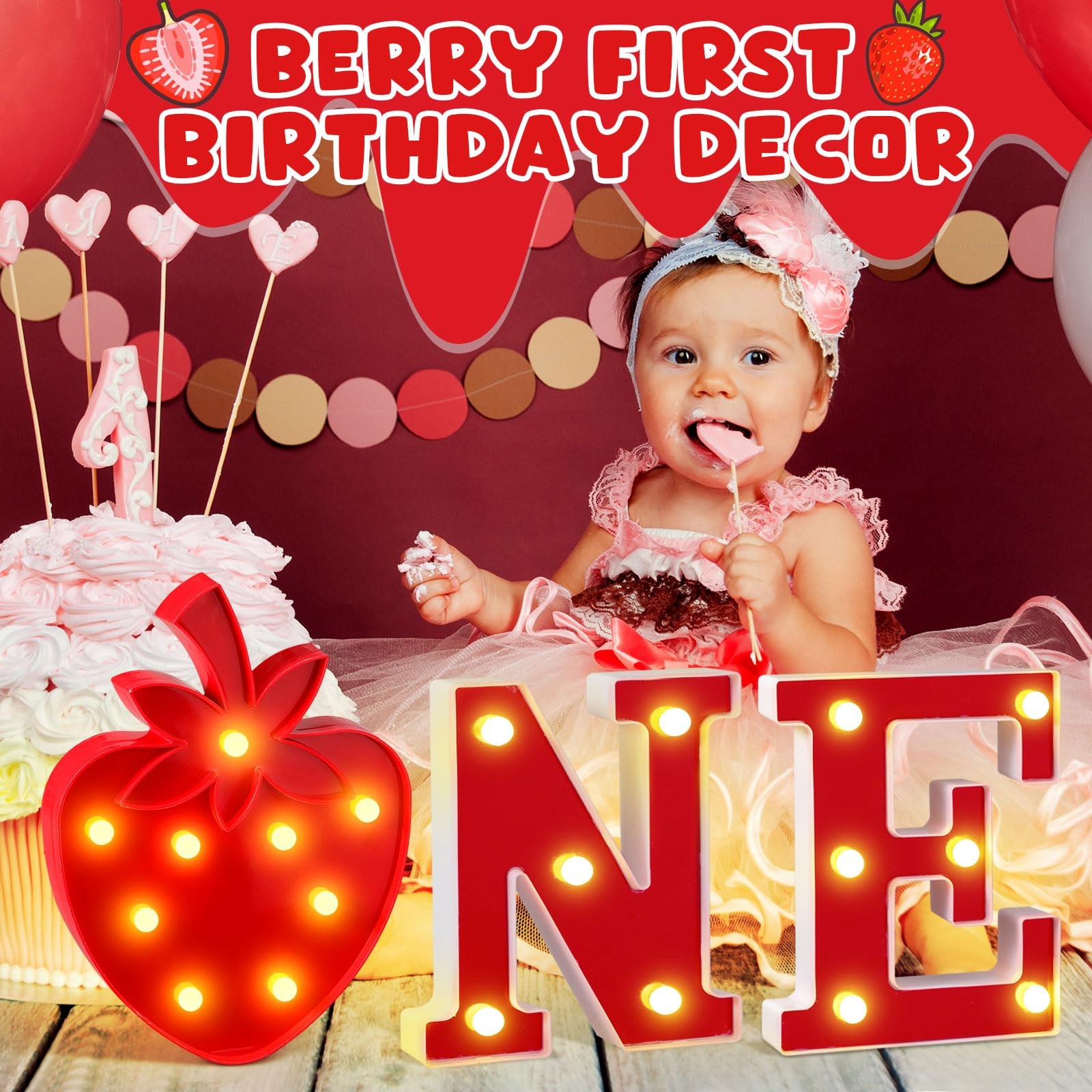 Honoson 3 Pcs First Birthday Decor LED Light up One Letters Marquee String Light Letters 1st Birt... | Amazon (US)