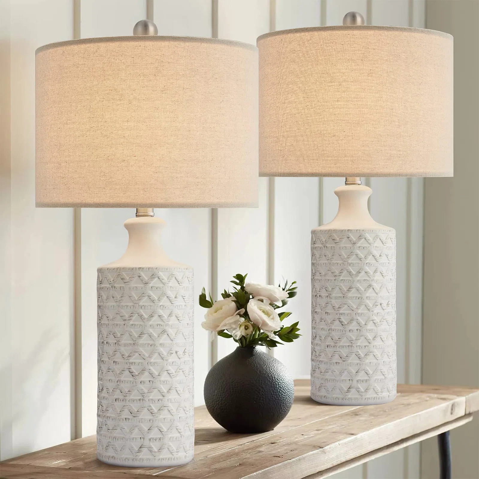 Amarchand 24.75"Modern Ceramic Lamp, for Living Room Bedroom, Bedside Table (Bulb Not Included) (... | Wayfair North America