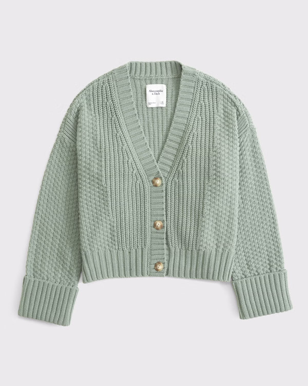 Cotton-Blend Seed Stitch Cardigan | Abercrombie & Fitch (US)