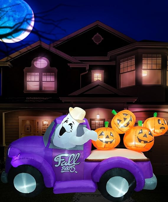 Holidayana Halloween Inflatables 7ft Ghost Hayride Truck. Large Halloween Inflatable Outdoor Deco... | Amazon (US)