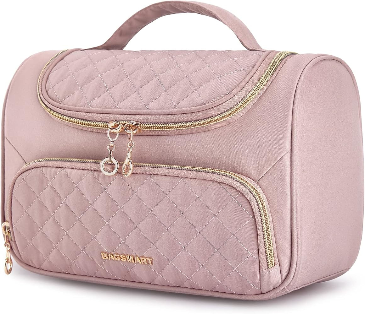 BAGSMART Travel Makeup Bag, Cosmetic Bag Make Up Organizer Case,Large Top Flap Wide Open Pouch fo... | Amazon (US)