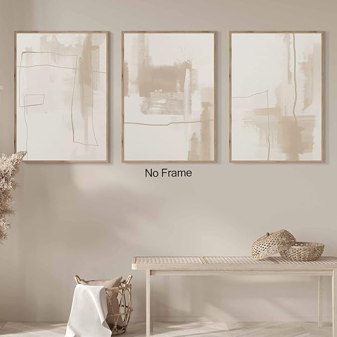 Abstract Beige Wall Art Canvas Boho Beige Minimalist Wall Art Decor Prints Beige Line Art Neutral... | Amazon (US)