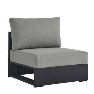 Tahoe Outdoor Patio Powder-Coated Aluminum Modular Armless Chair in Gray Gray | The Home Depot