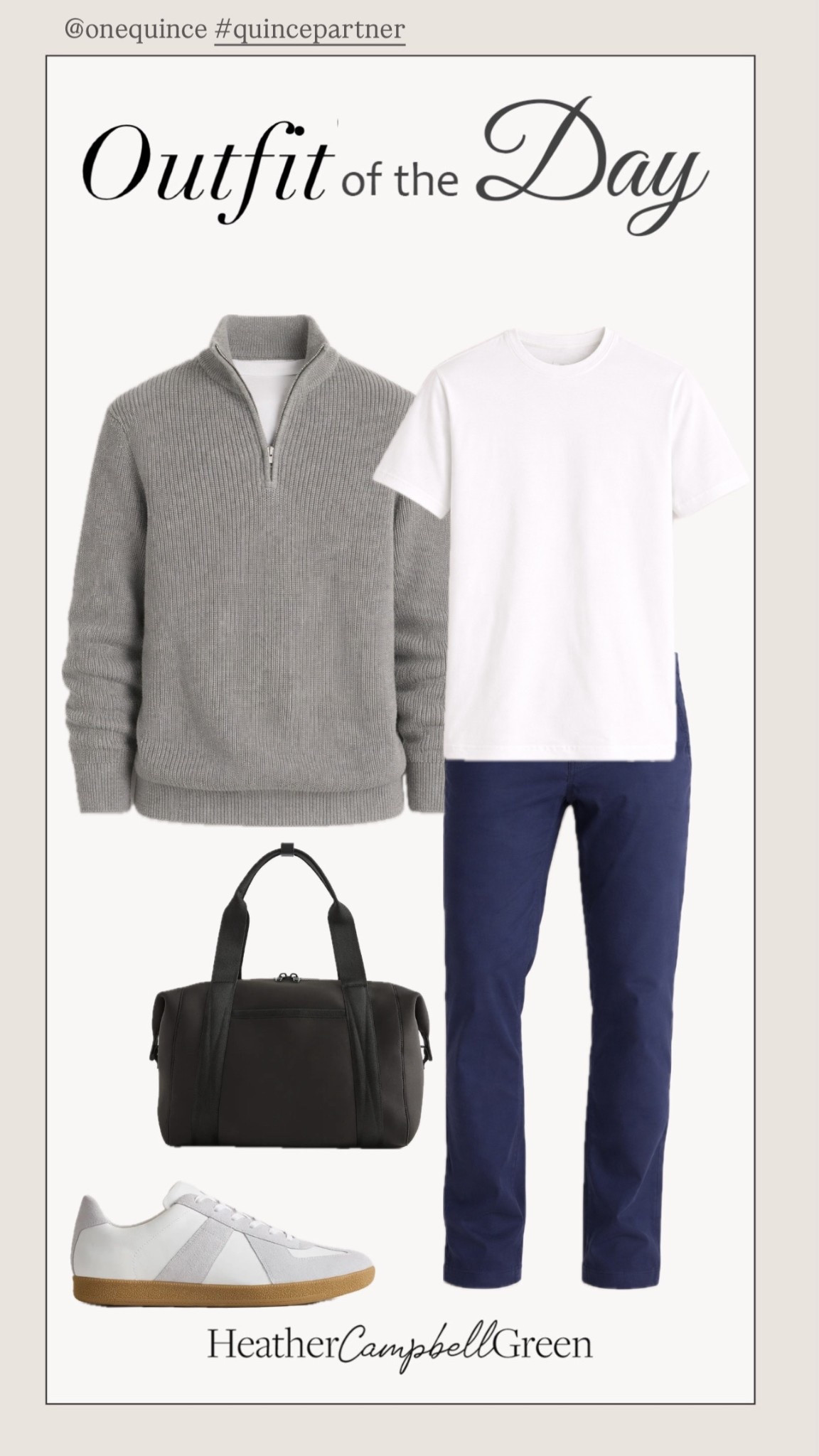This is that effortless quiet luxury casual outfit from @Quince  you’ll wear on repeat.
A soft grey quarter zip layered over a clean white tee with straight leg denim is one of those timeless combinations that always looks polished without trying. I added classic brown suede boots and a sleek weekender bag to elevate it just enough.
Perfect for travel days, casual weekends, or everyday errands when you still want to look put together.
#quincepartner