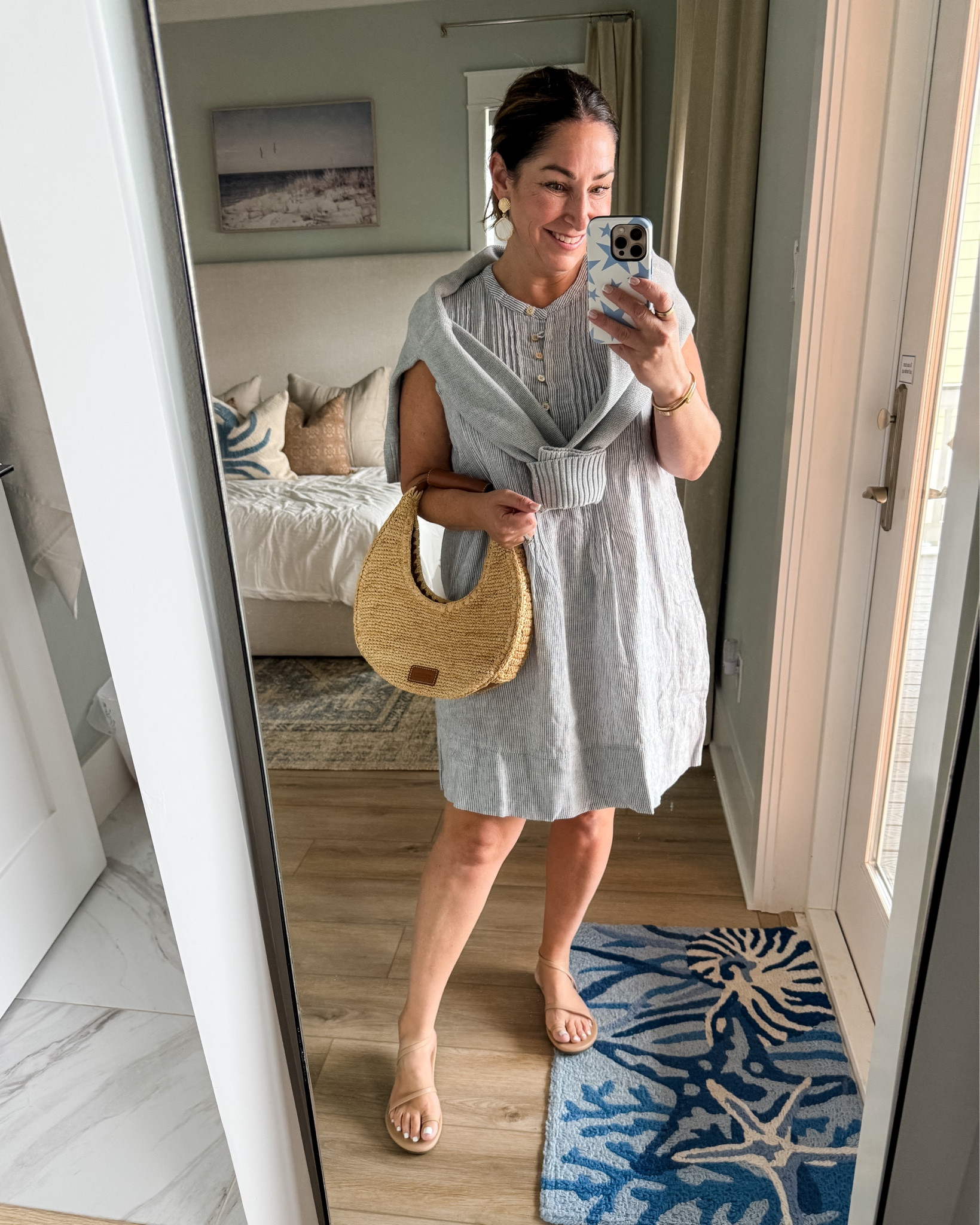 This dress is that mix of comfy yet dressy! The thin stripe also makes it cute for a July 4th party with a pop of red 🧨 I went with a beachy vibe with a cotton cardigan for cold restaurants!
📏Wearing L in dress and sweater

#LTKSeasonal #LTKMidsize #LTKTravel