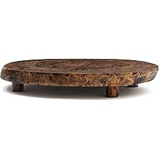 Lipper International 1210 Acacia Burl Finish Serving Board with Feet for Cheese, Crackers, and Ho... | Amazon (US)