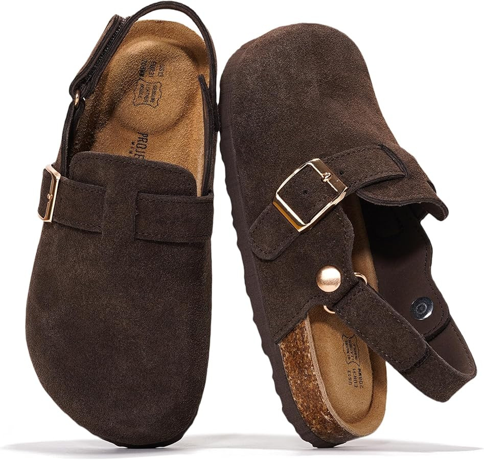 Project Cloud 100% Genuine Leather Kids Clogs with Cork Footbed Arch Support - Non-Slip Slippers ... | Amazon (US)