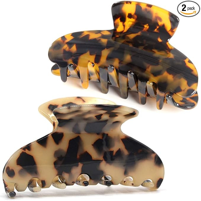 2 Pack Big Hair Claw Clips Tortoise Shell Nonslip Large Claw Clip For Women Celluloid Leopard Pri... | Amazon (US)