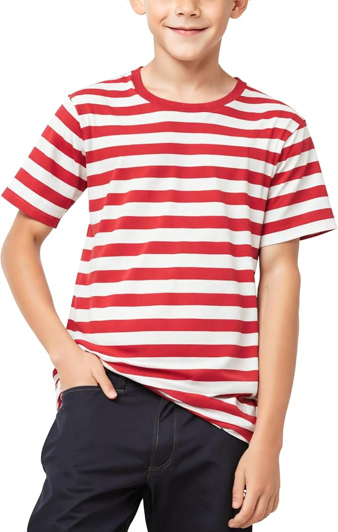 Kids Striped T-Shirt,Short Sleeve,Crew Neck,Boy Girls Summer Tee Top Halloween Costumes | Amazon (US)