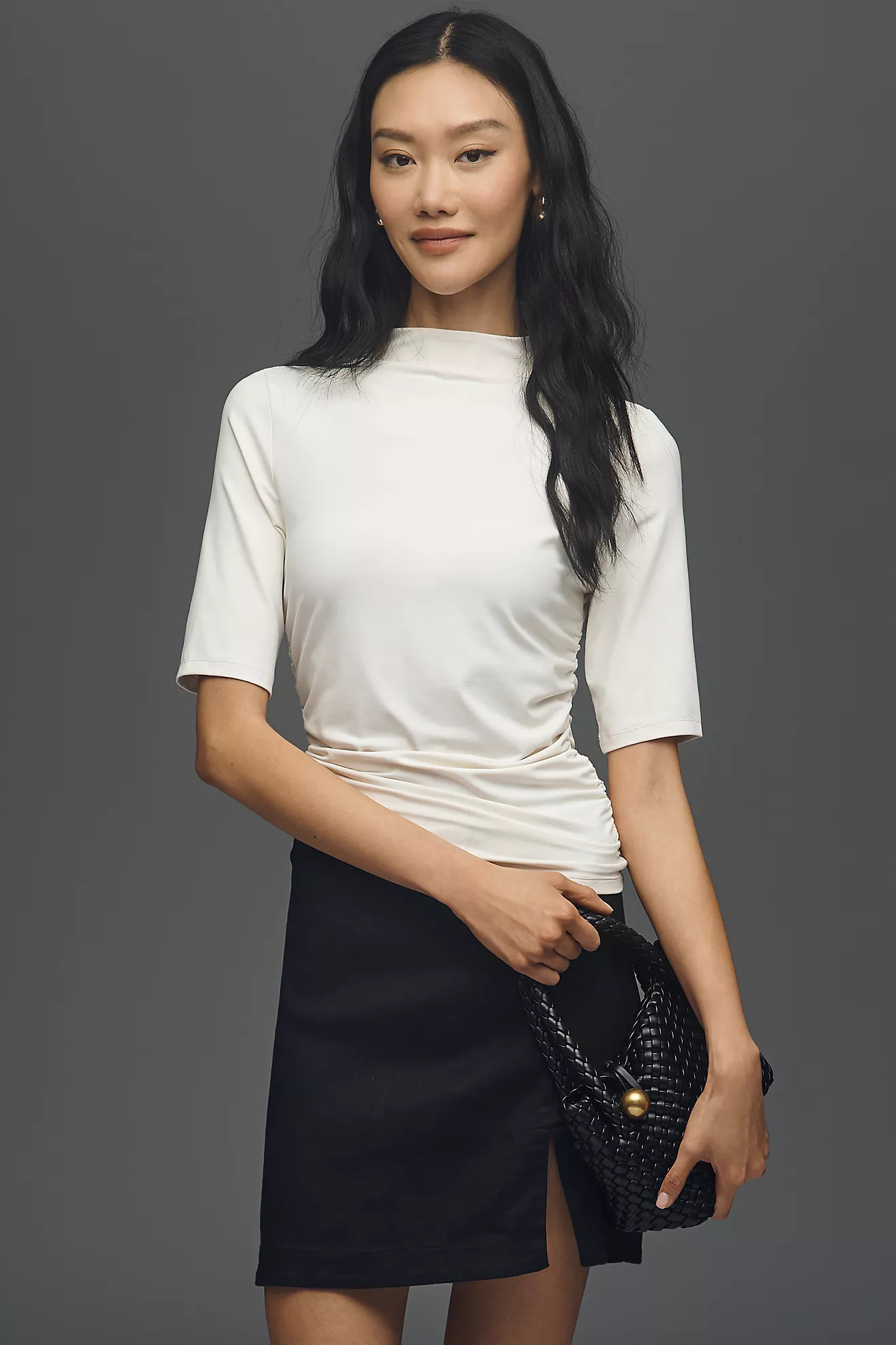 By Anthropologie Ruched Three-Quarter Sleeve Top | Anthropologie (US)