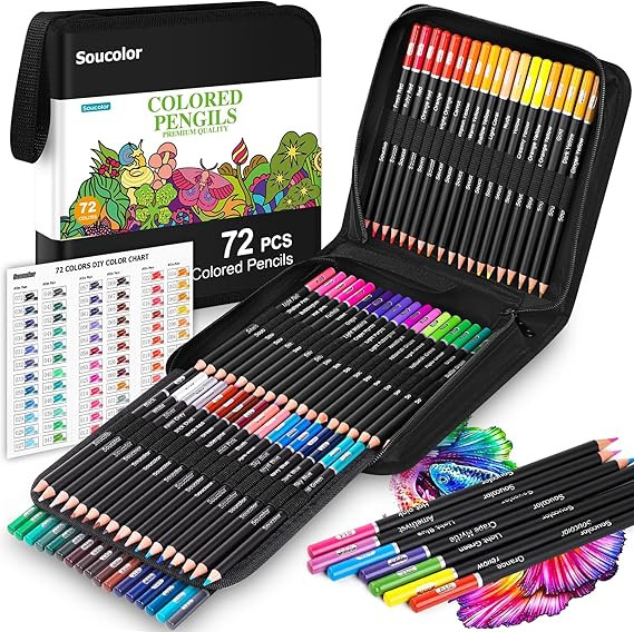 Soucolor 72-Colors Premium Artist Colored Pencils Set with Zippered Case for School Preppy Suppli... | Amazon (US)