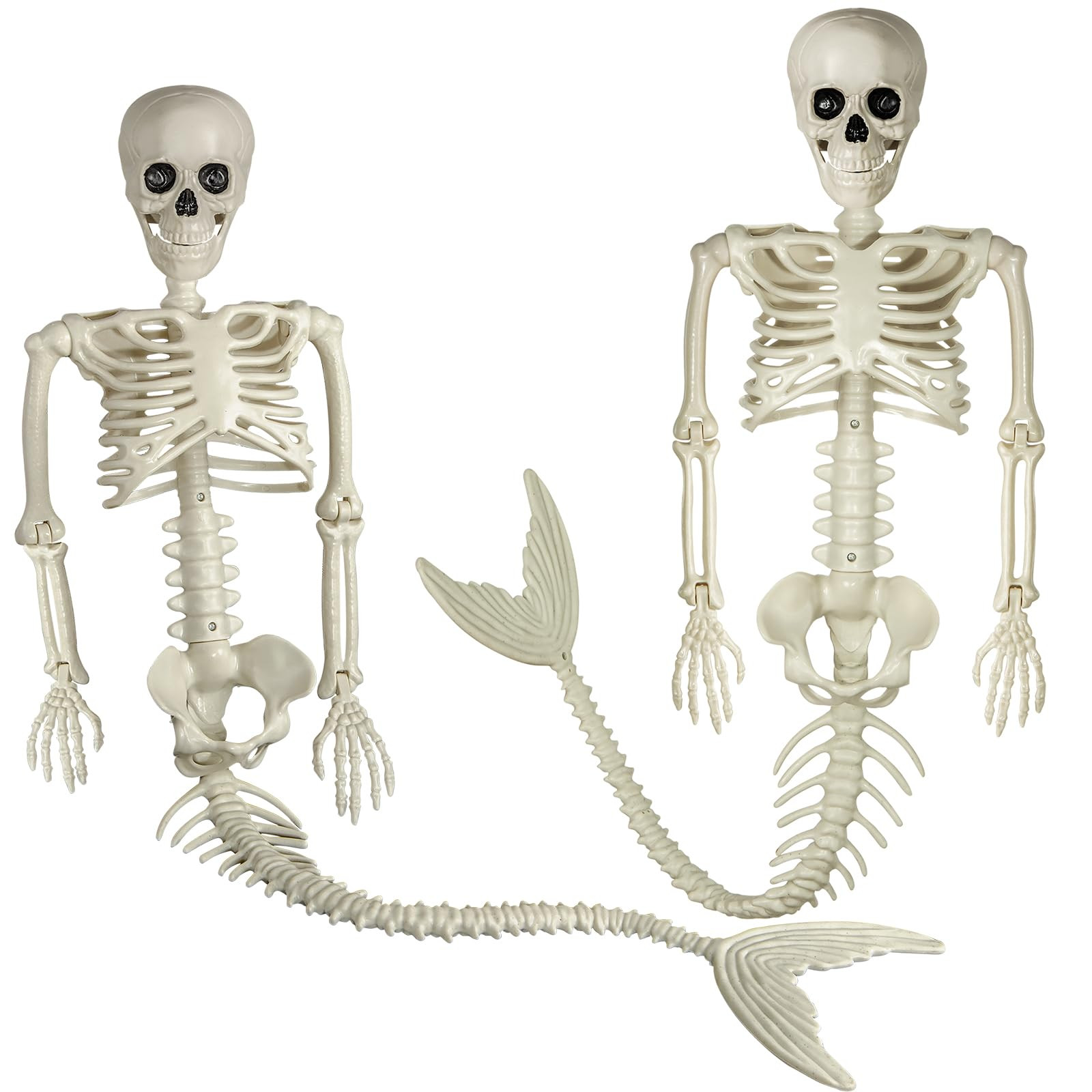 38 Inches Halloween Mermaid Skeleton, 2 Pcs Halloween Skeleton Mermaid with Posable Movable Jonin... | Amazon (US)