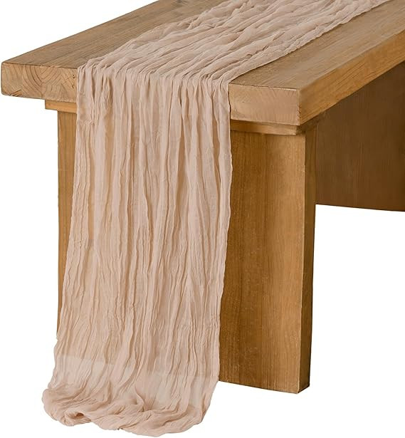 Ling's Moment 14Ft x 35" Wide Nude Gauze Semi-Sheer Table Runner Cheesecloth Ivory Tablecloth for... | Amazon (US)