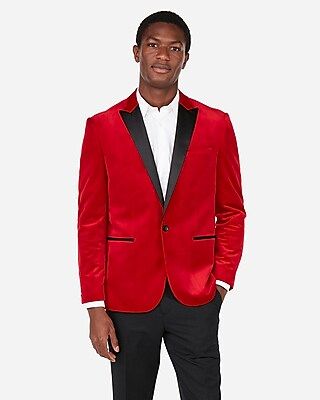 Slim Red Velvet Tuxedo Jacket | Express