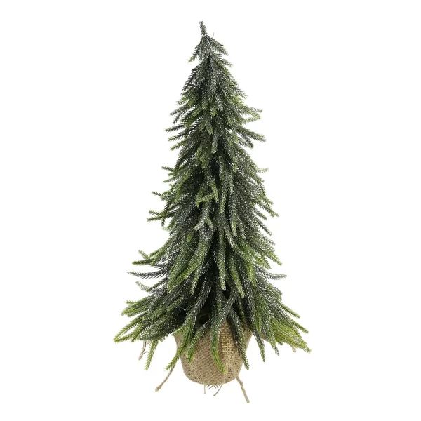 20" Downswpt Glittered Pine Tree in Burlap Base - Unlit | Wayfair North America