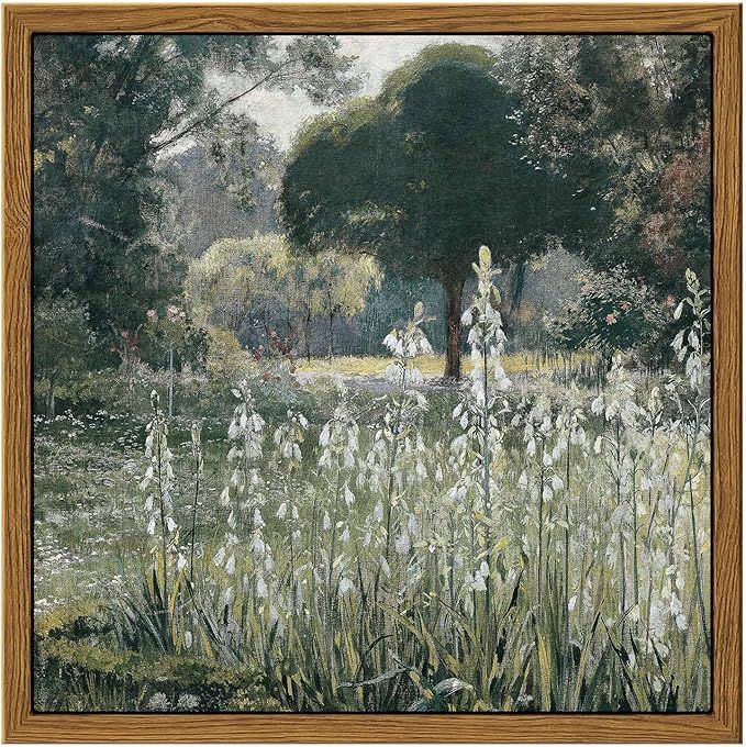InSimSea Meadow Framed Canvas Wall Art Prints, 8x8inch Classical Landscape Floral Flowers Oil Pai... | Amazon (US)
