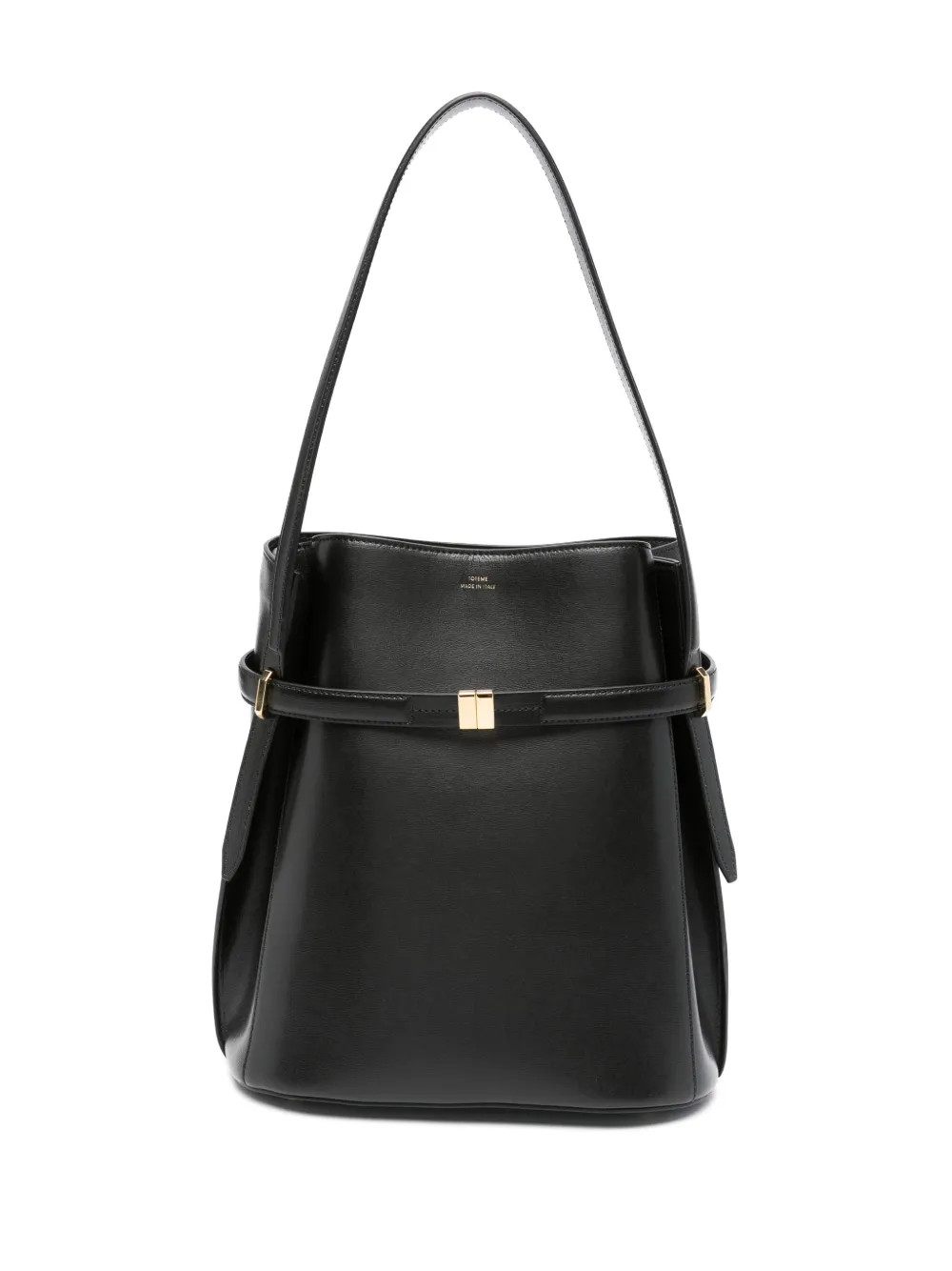 TOTEME belted leather bucket bag - Black | Farfetch Global