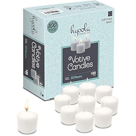 Hyoola European Votive Candles Unscented - 10-Hour Burn Time - White - 50 Pack, European Made | Amazon (US)