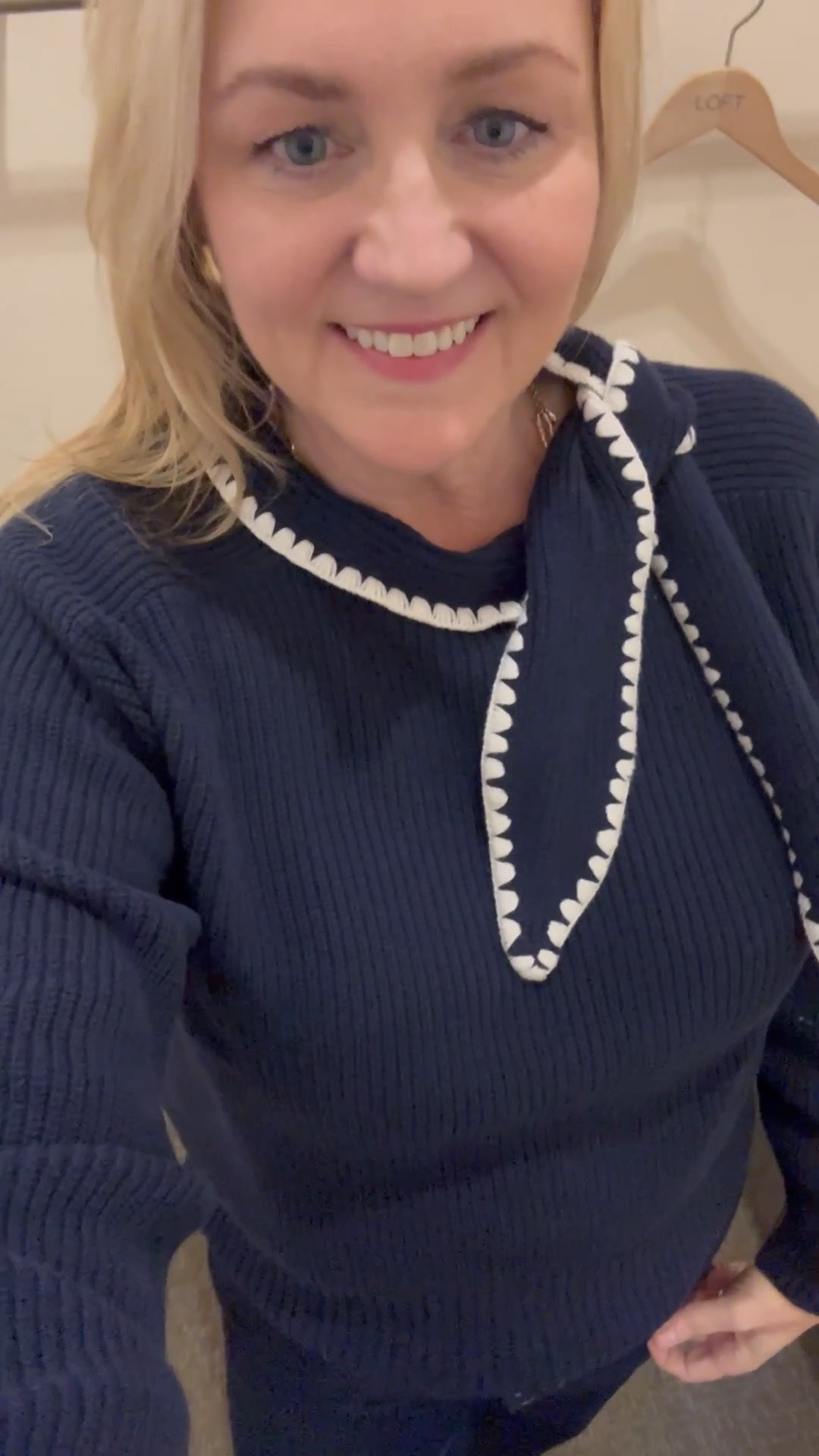 I love the detail on this tie neck sweater.  Comes in two colors.  Winter outfit, spring transition outfit 

#LTKMidsize #LTKSeasonal #LTKootd